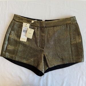 BCBGMaxAzria Metallic Gold Mid-rise Going Out Rave Shorts size: 0